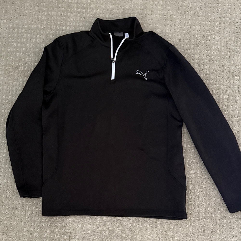 Puma Men's Golf Black Lightweight Quarter-Zip Jacket